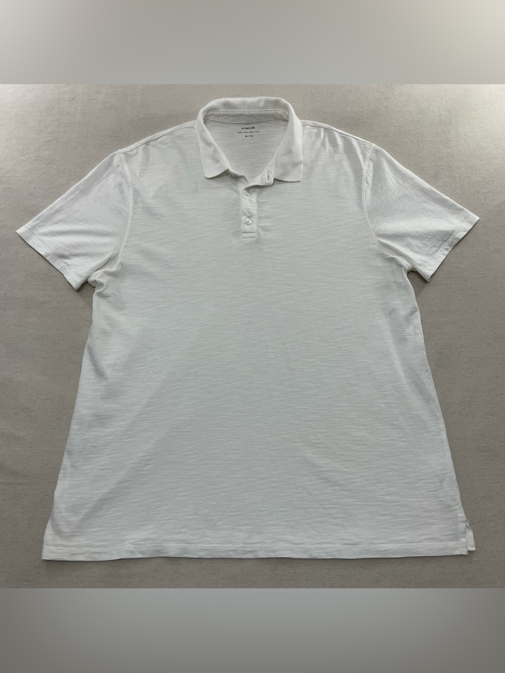 Vince Classic Slub Polo Shirt White 100% Cotton Made in Peru Men’s XL